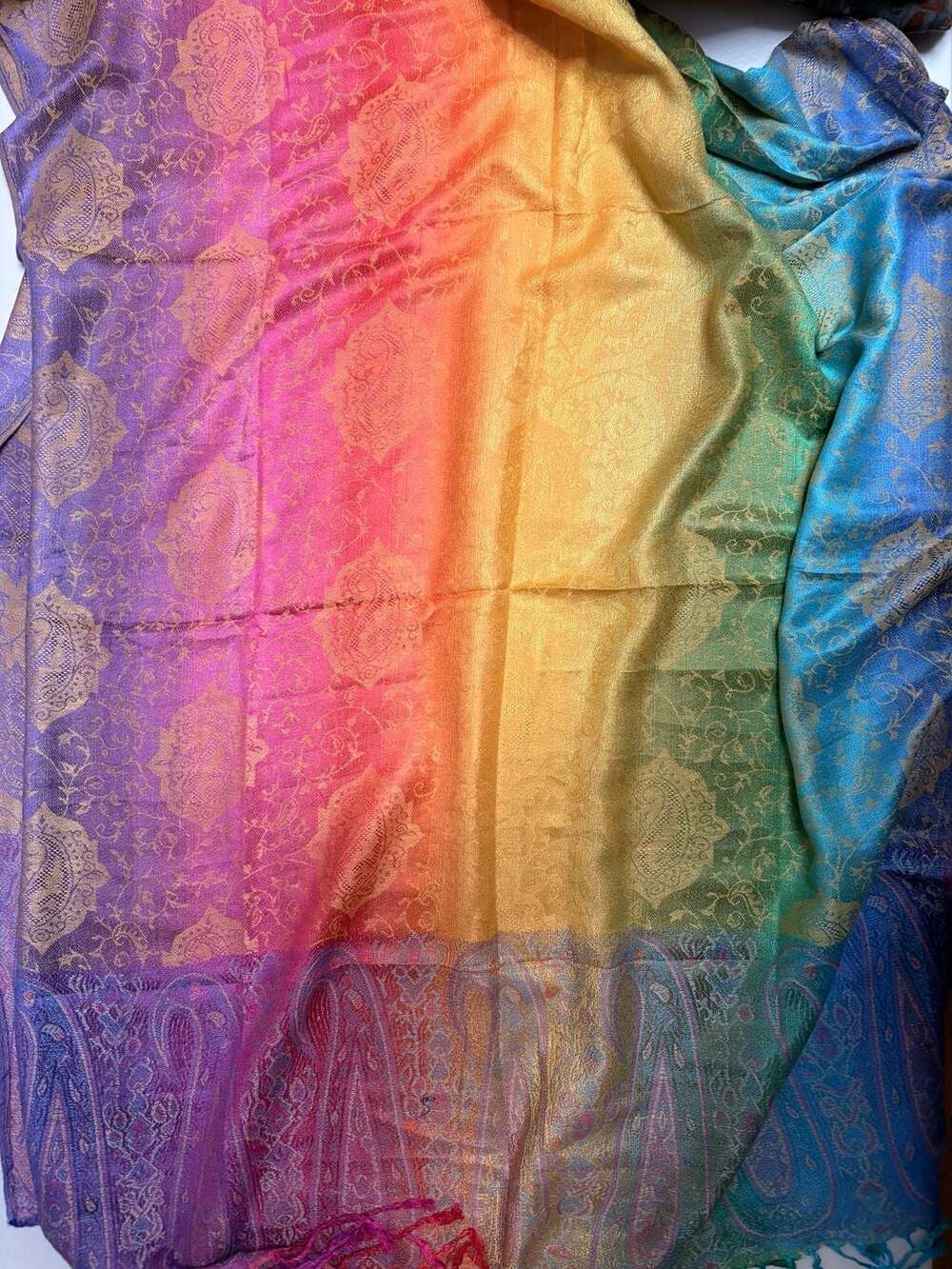 Pashmina Rainbow Gradient Paisley Print Scarf Shawl